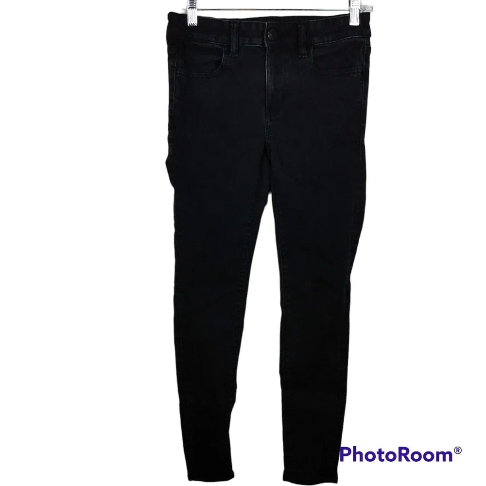 American Eagle Outfitters Womens Skinny The Dream Jeans Black Stretch Size 4 Reg